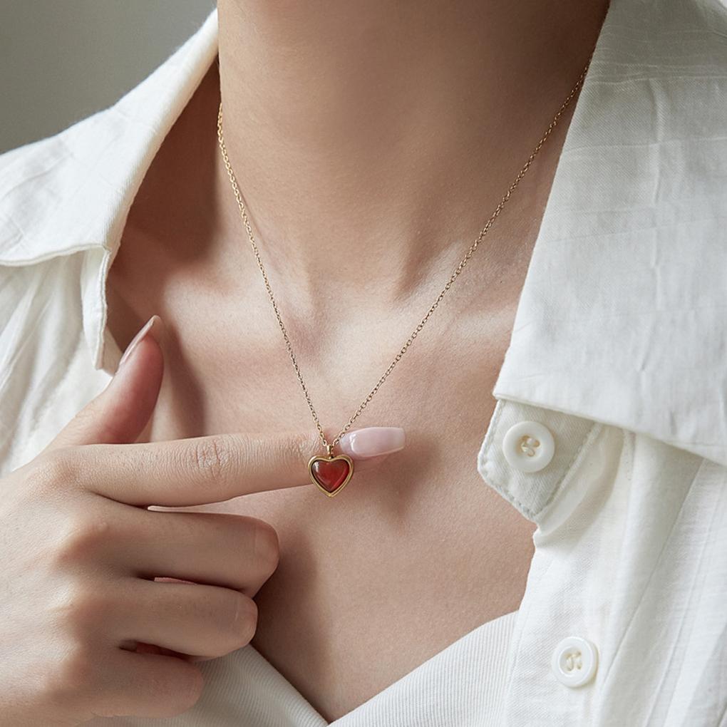 Steel Women Heart Shape Jewelry Electroplated Unfading Replacement Anti-rust Smooth Girls Jewellery Birthday Gift