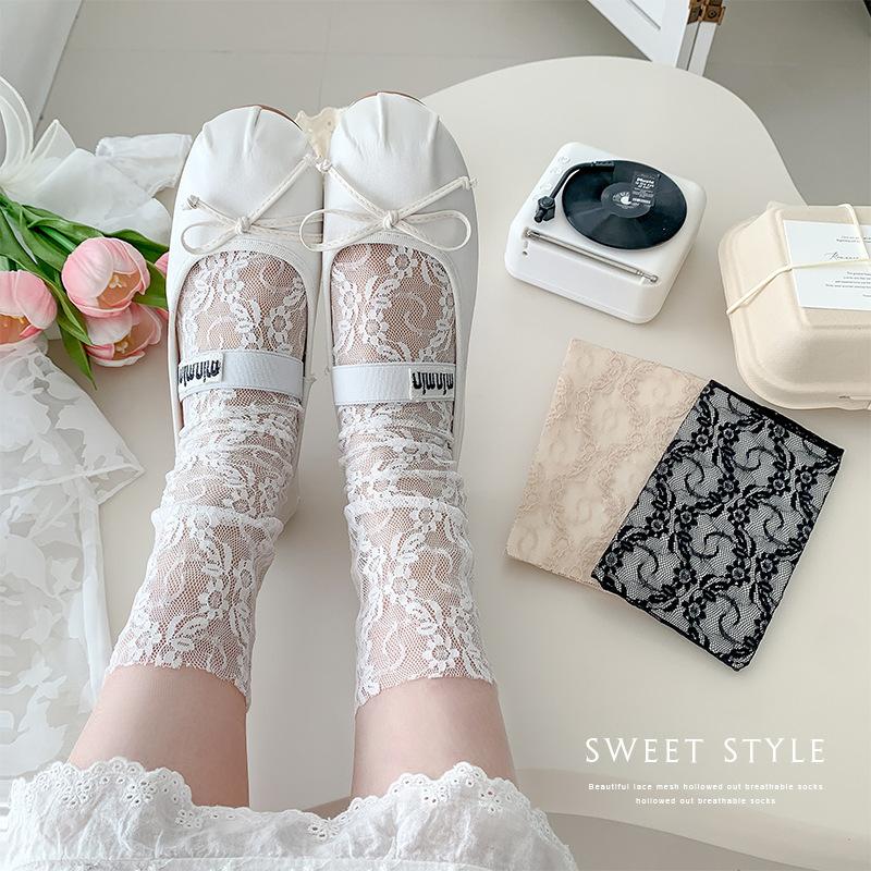 

Women s Summer Thin and Fashionable New Ballet Wind Tube Pile Socks 1 pair чорний