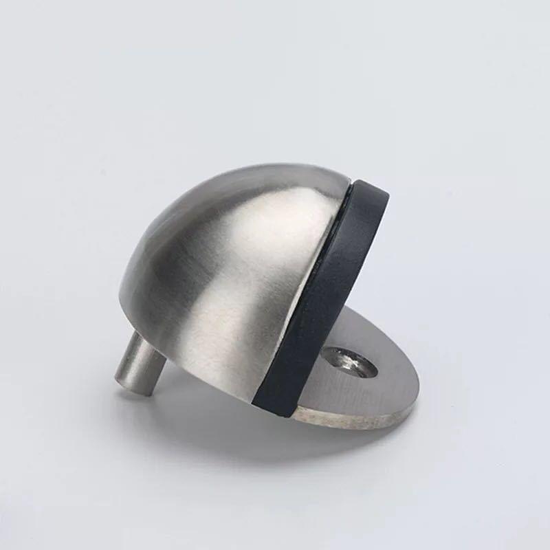 Genuine Stainless Steel Magnetic Door Stopper with Rubber Semi-Circular Anti-Collision Design