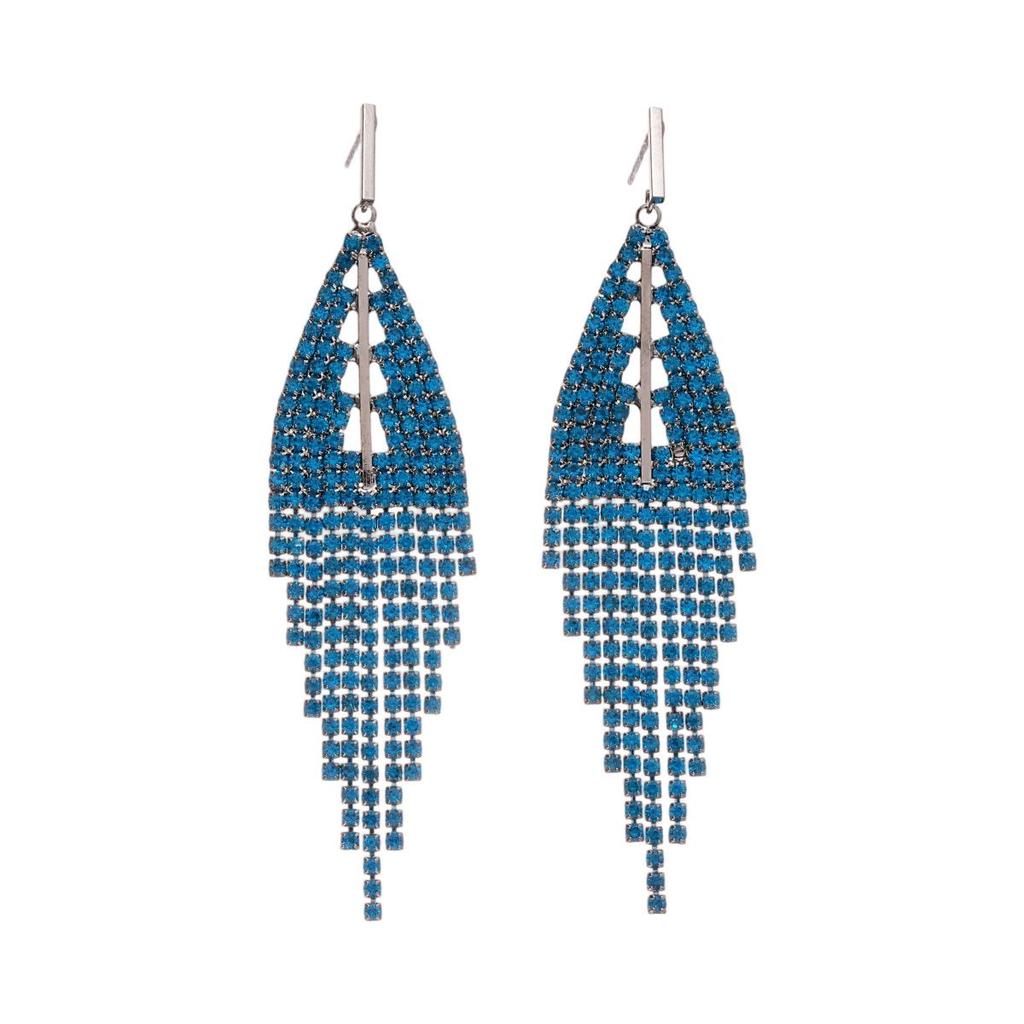 Silver Tassel Diamond-Inlaid Bohemian Long Earrings - Lightweight Luxury Dangles