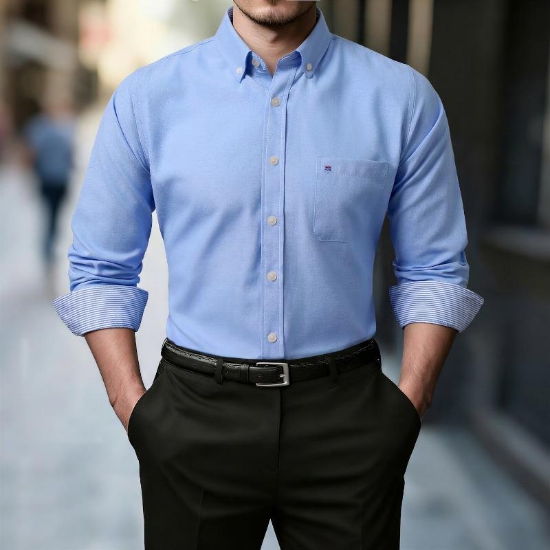 Men Oxford Button Down Long Sleeve Shirt With Chest Pocket Casual Formal Dress Shirt for Men