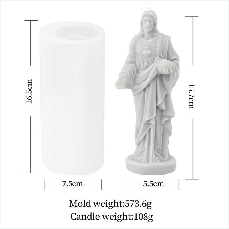 3D Jesus Silicone Candle Mold DIY Figure Statue Handmade Aromatherapy Plaster Crafts Epoxy Soap Making Molud Home Religious Gift