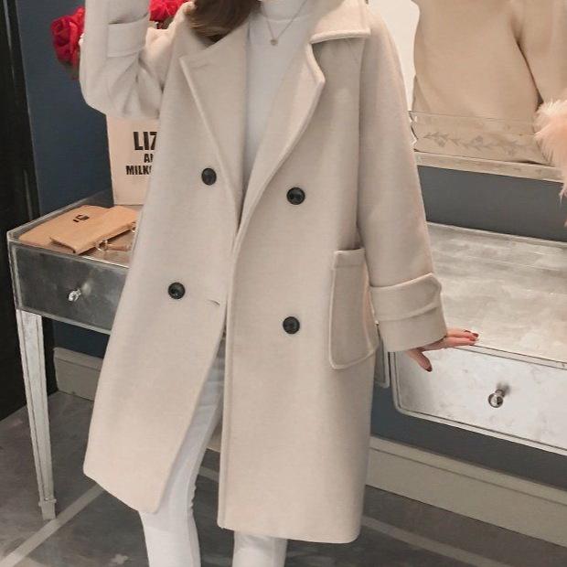 2025 Women's Mid-Length Wool Coat - Slimming, Thickened, Versatile for Autumn/Winter