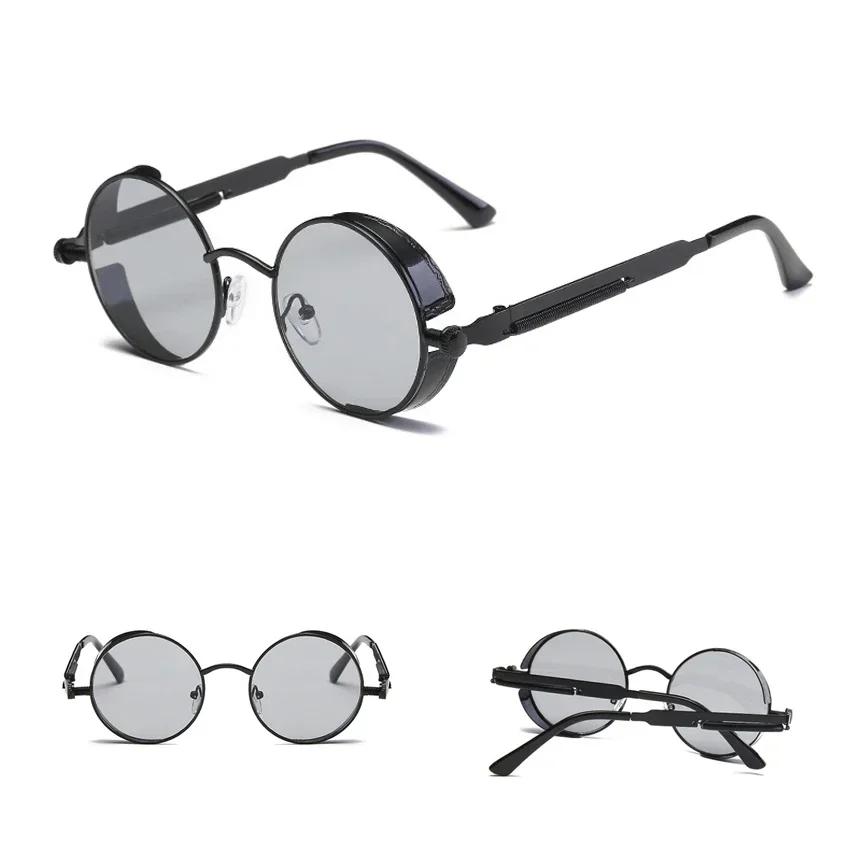 Personalized Steampunk Red Sunglasses Men Round Punk Alloy Metal Sunglasses Uv400 Goggles Gothic Style Shades Sunglases