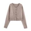 Women's French Style Button-Up Knit Cardigan Sweater - Warm Commuting Outerwear for Autumn Winter
