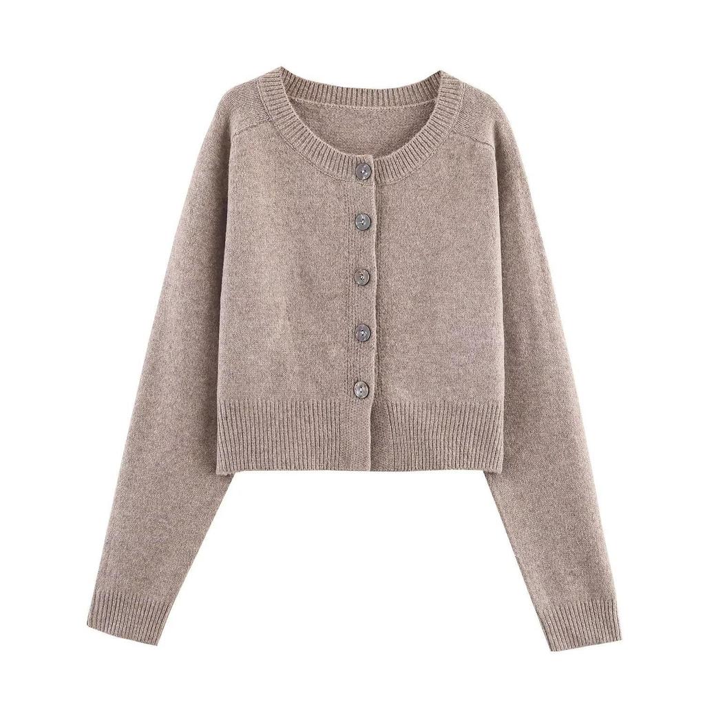 Women's French Style Button-Up Knit Cardigan Sweater - Warm Commuting Outerwear for Autumn Winter