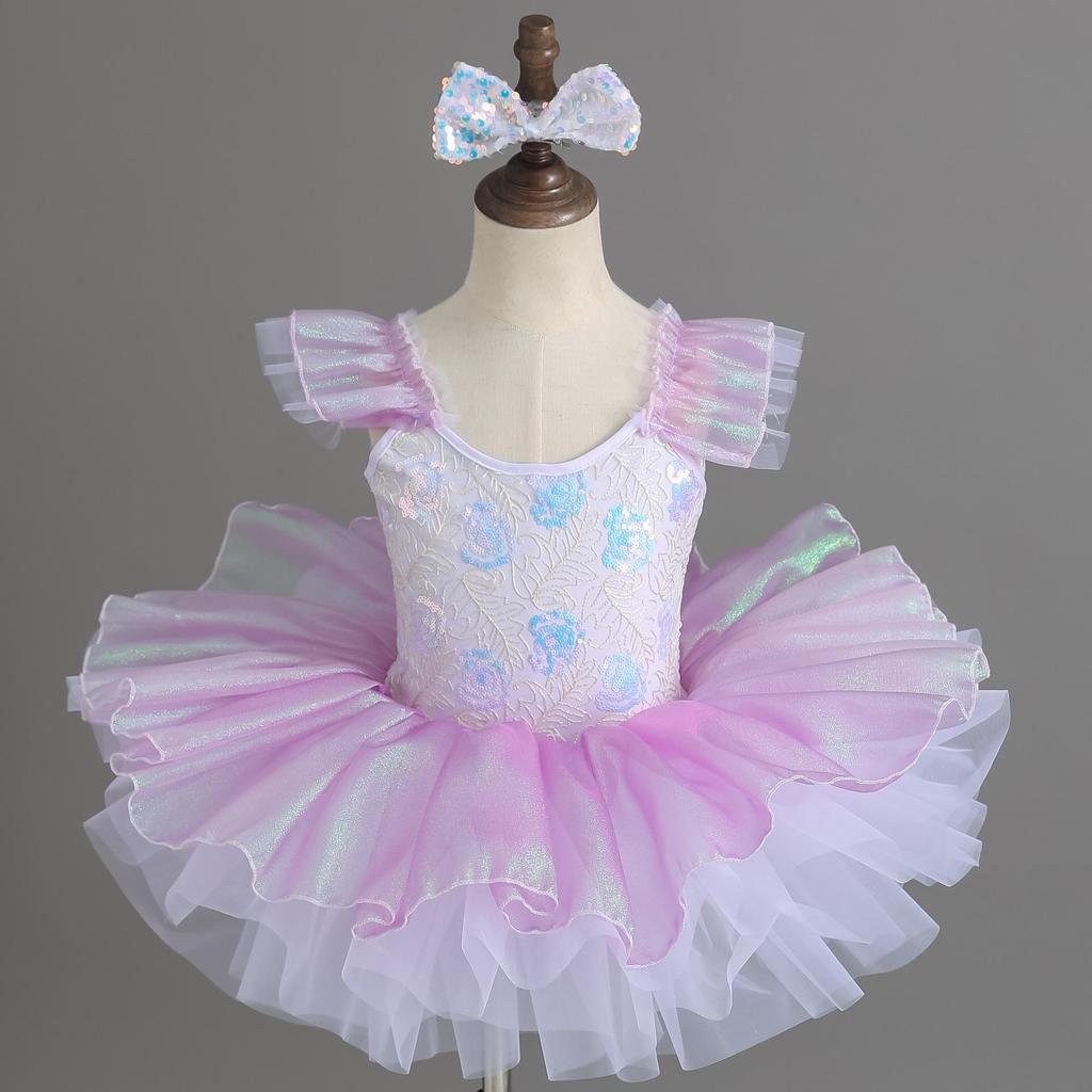 1. Juni Kindergarten Mädchen Ballett Kostüm - Flauschiger Gaze Rock mit Pailletten, Süßes Prinzessinnenkleid