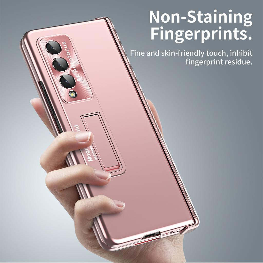 Magnetic Hinge Bracket Case For Samsung Galaxy Z Fold 4 3 5G Cover With Electroplated Lens Film Case For Galaxy Z Fold4 Fold3