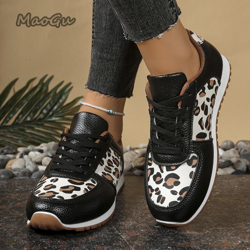 Leopard Lace-up Sports Women Vulcanized Shoes Women's Sneakers Tennis Platform Shoes for Women Comfort Casual Flat Tenis Woman