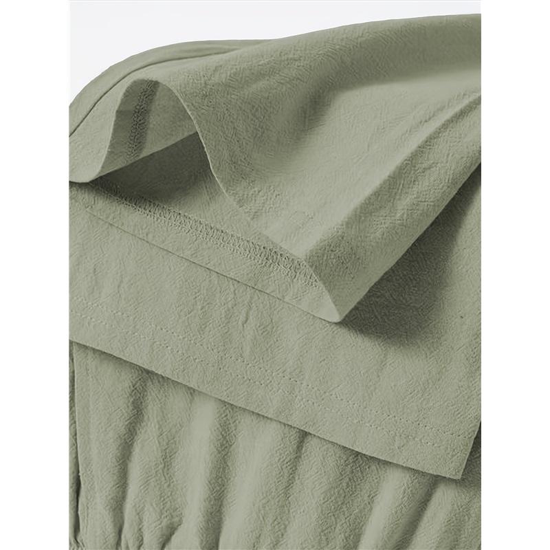 Men's Loose Jogging Pants, Woven Linen Solid Straight Leg Pants