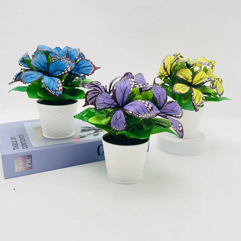 Butterfly Artificial Flower Pot For Home Decor And Photography Props