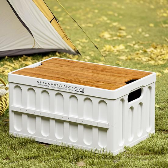 Kapaklı Katlanabilir Saklama Kutusu Katlanabilir İstiflenebilir Saklama Kutusu Çok Amaçlı Kasa Kamp Piknik Araba Ev Kullanımı İçin Dış Mekan Sehpa