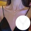 Vrouwen ketting lange Y-vormige glanzende strass dubbele lagen gestapeld luxe roestvrij prachtige verstelbare borst nek decoratie hanger ketting