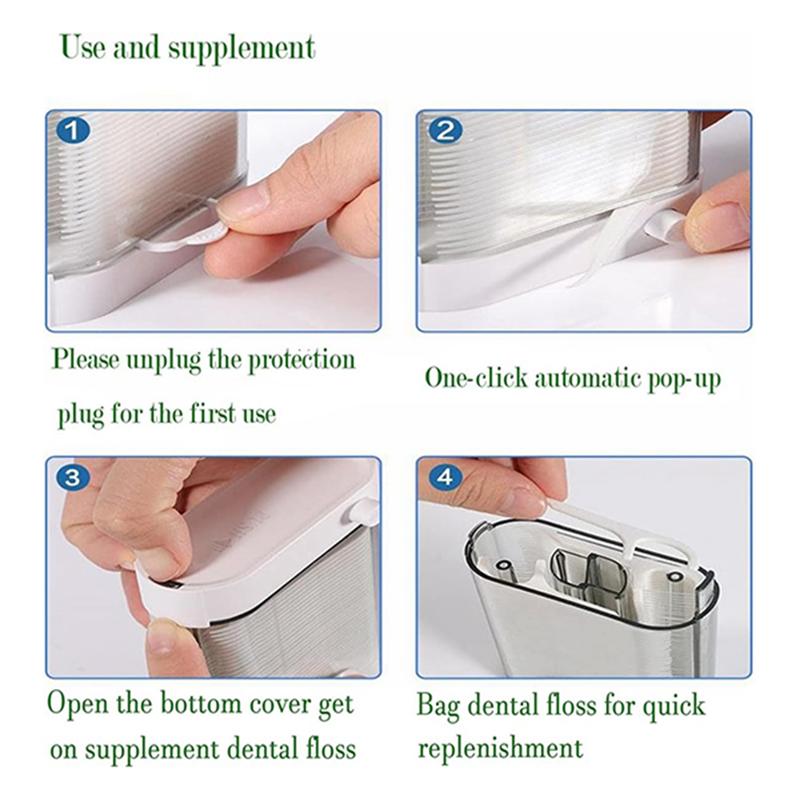 

Floss Picks Dispenser 2 Box-176 Count Superfine Toothpicks Sticks- More Hygienic Floss Storage System прозорий