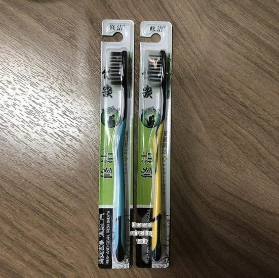 Tri-Head Soft & Hard Bristle Adult Toothbrush with 3D Tongue Scraper