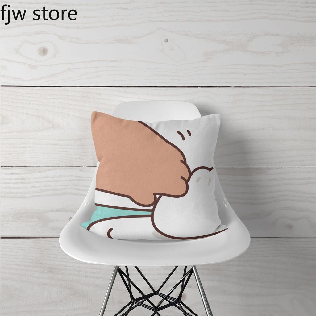 Breakfast Panda Throw Pillow Cover Cute Anime Little  Boo    Sofa Chair Bed Cushion  Home Decor 45x45cm