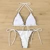 Split Neck Gathered Lace Bikini Swimsuit Women Sexy