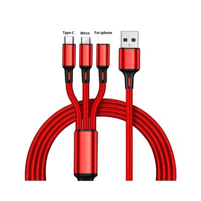 Weben von einem bis drei Datenkabeln USB-Anschluss Mehrere 3-in-1-Micro-USB-Typ-C-Ladekabel für iOS/Android/Typ-C-USB-Ladekabel