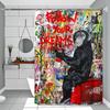 Perdea de duș Banksy Street Graffiti Peisaj de exterior Decor baie Vacanță de vară Perdea de baie din poliester cu cârlige