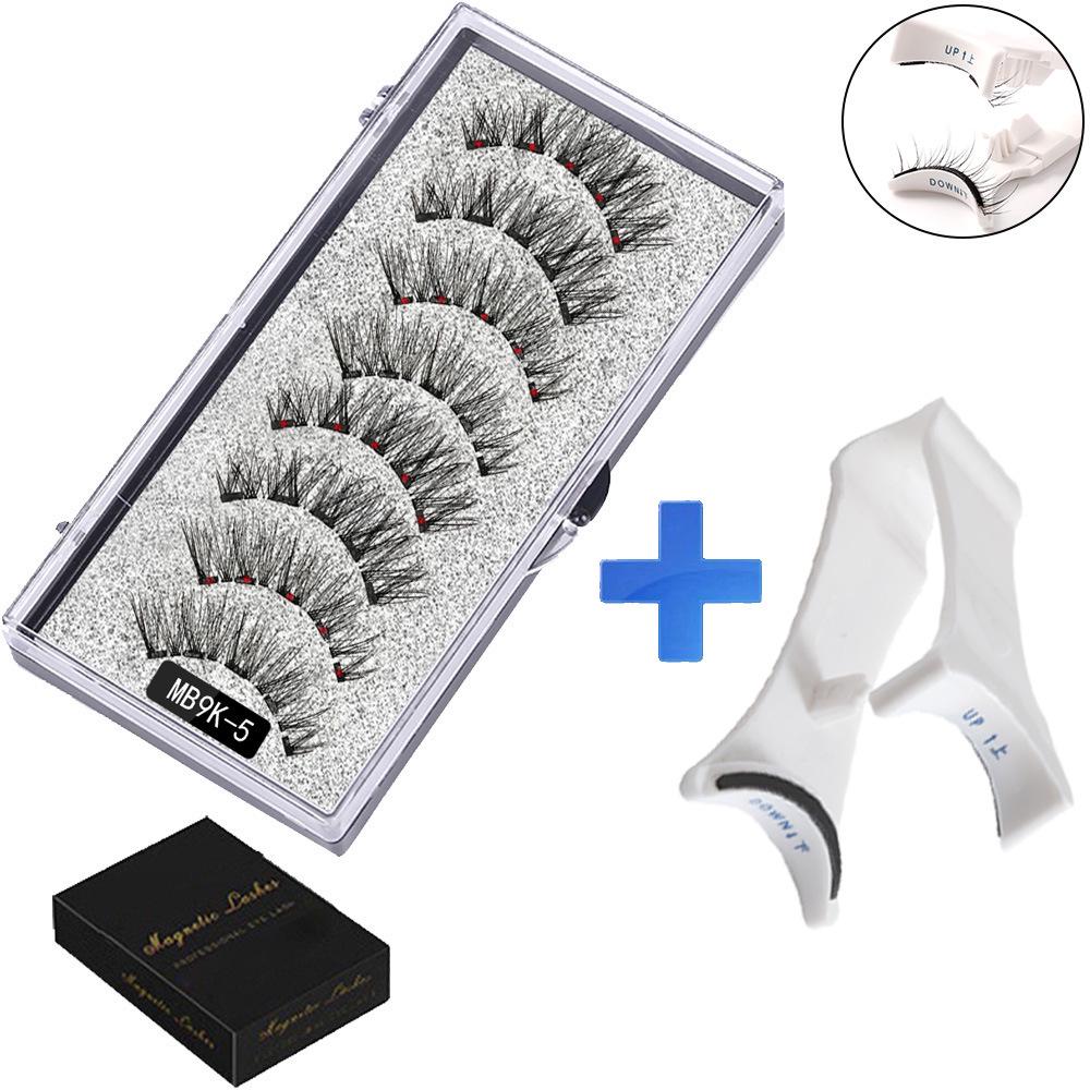 Two Pairs of Magnetic False Eyelashes with Curler - No Glue Needed, European & American Thick Style.