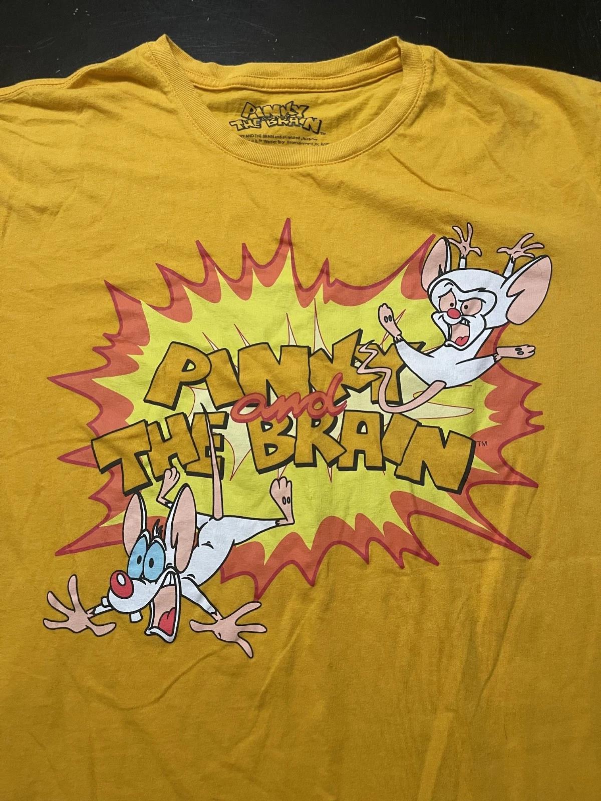 

Pinky And The Brain 100% Cotton T-shirt Mens Tees Top, Yellow, Size: Large M
