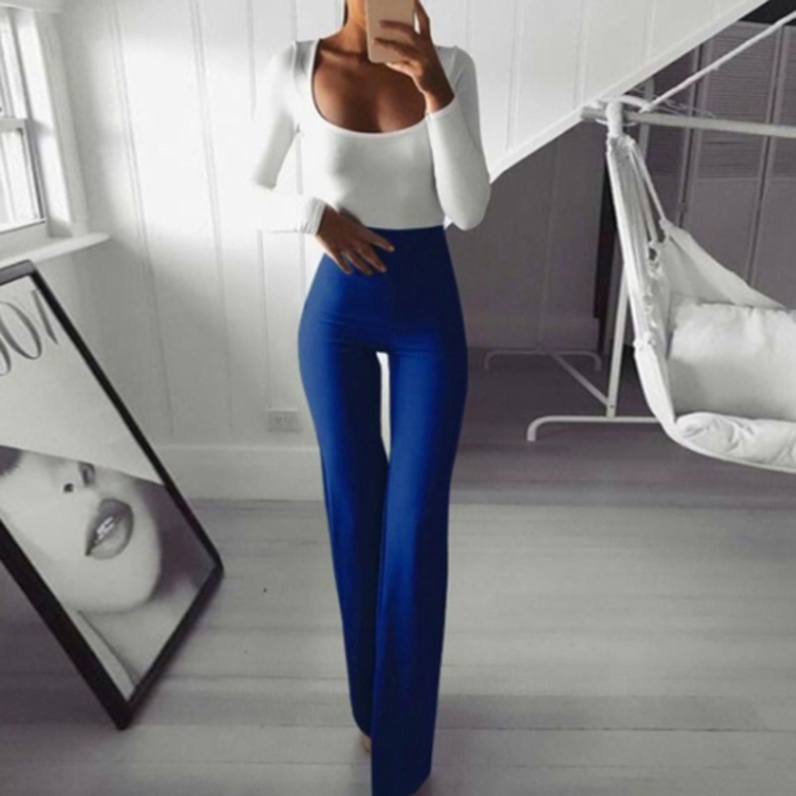 

Женские сексуальные облегающие большие расклешенные брюки для йоги, тонкие эластичные широкие брюки S синий