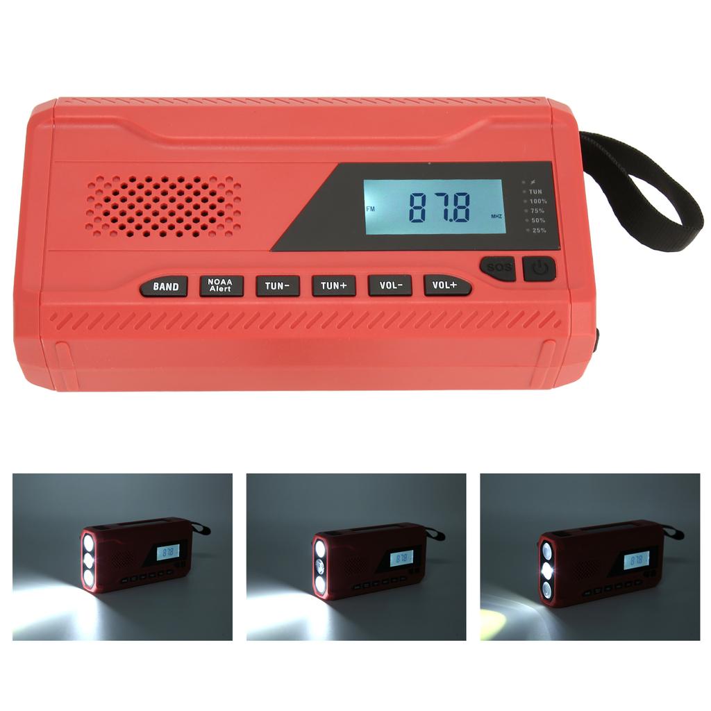 Handkurbel Notfallradio Multifunktionales FM AM WB Tragbares Solarradio für Haushaltsnotfall Ou