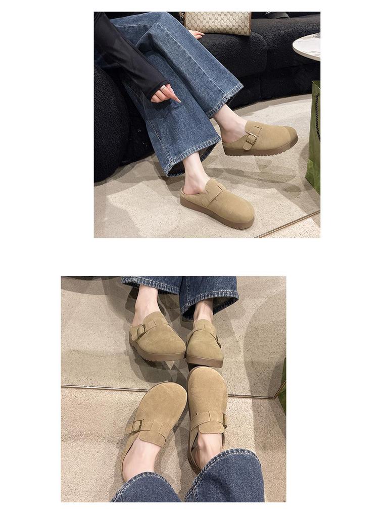 Dames 2025 Lente Retro Gesloten Teen Mule Pantoffels, Zacht & Antislip Dikke Zool Birkenstock-Stijl.