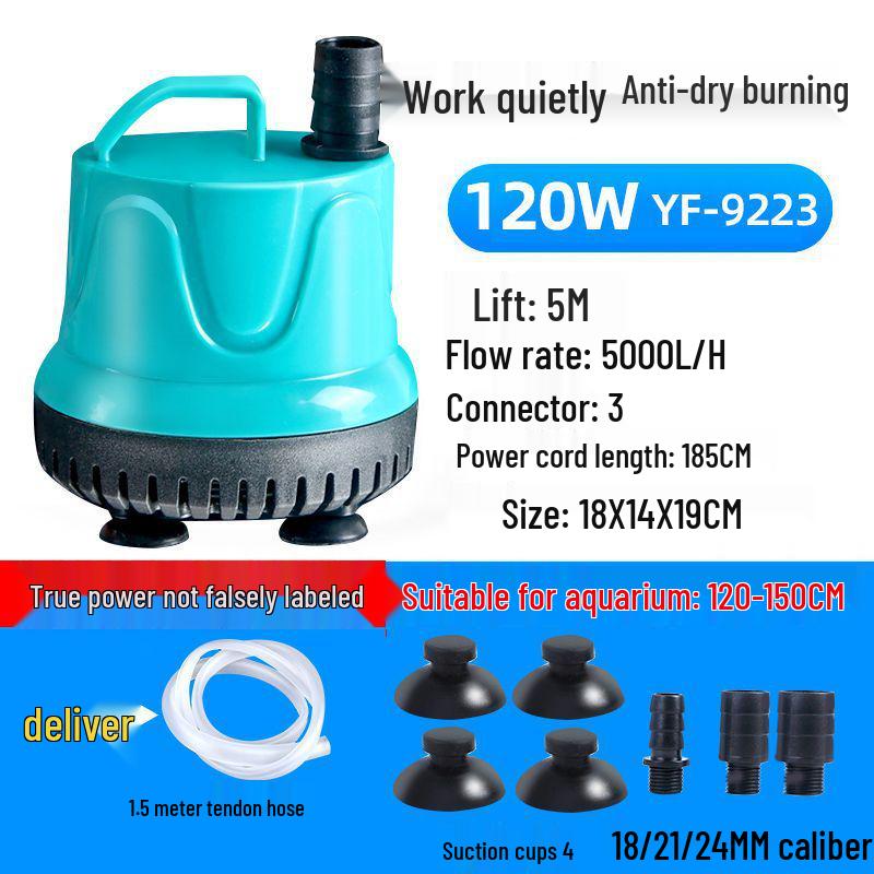 Low-Noise Submersible Aquarium Pump with Bottom Suction and Filter