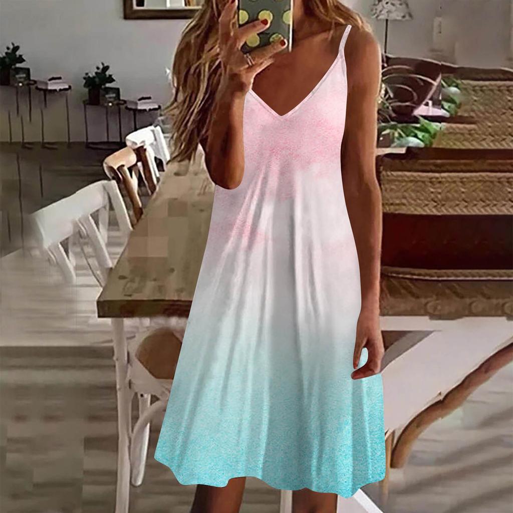 Kadın Elbise Günlük Baskı Slip Plaj Etek Sundress