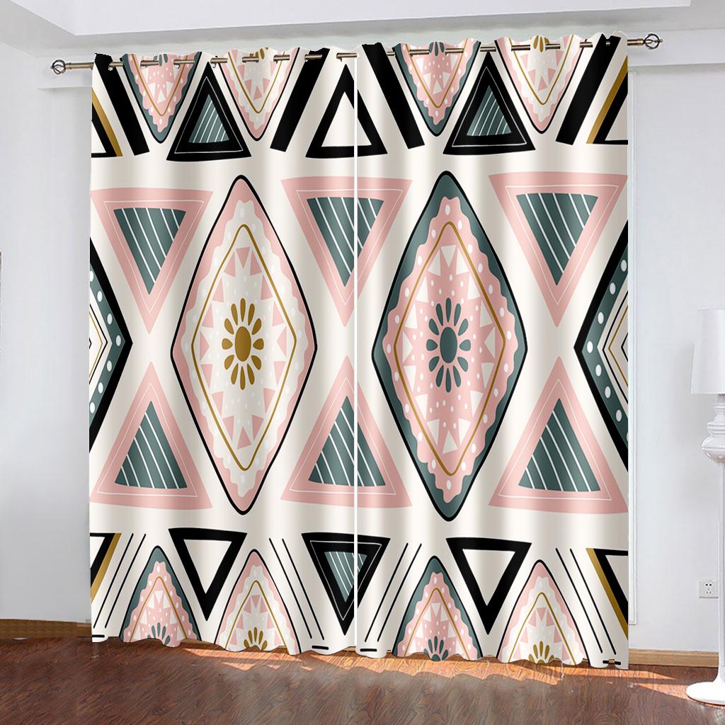 

3D Индивидуальные Дешевые Роскошные Саба Два Драпировки Телеть Эфиопские Эритрейские 2 Штуки Тонкие Оконные Шторы для Гостиной Спальни Декор Крючок W50H60(CM)x2&Grommet Top