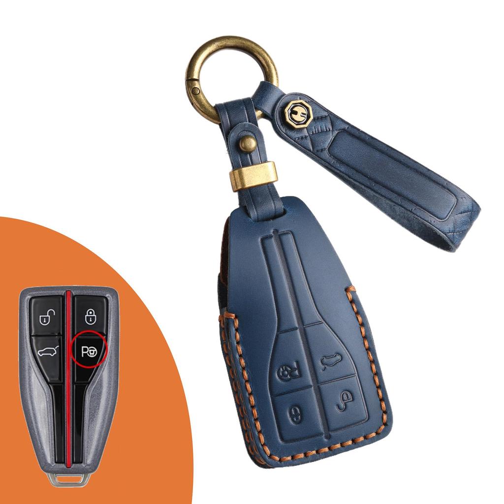 Premium-Schlüsselhülle aus echtem Leder für Hongqi HS5, H9, EQM5, HS7 – Retro, kreatives, handgefertigtes Design