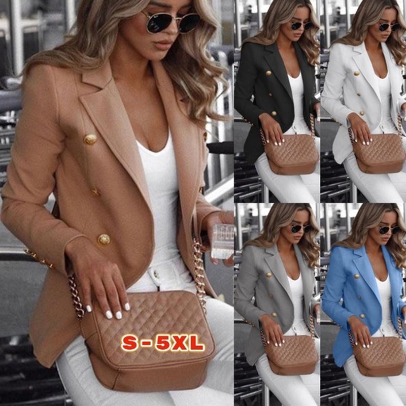 Button Slim Women Fit Blazer Casual Ol Work Jacket Long Sleeve Outwear Coat Suit