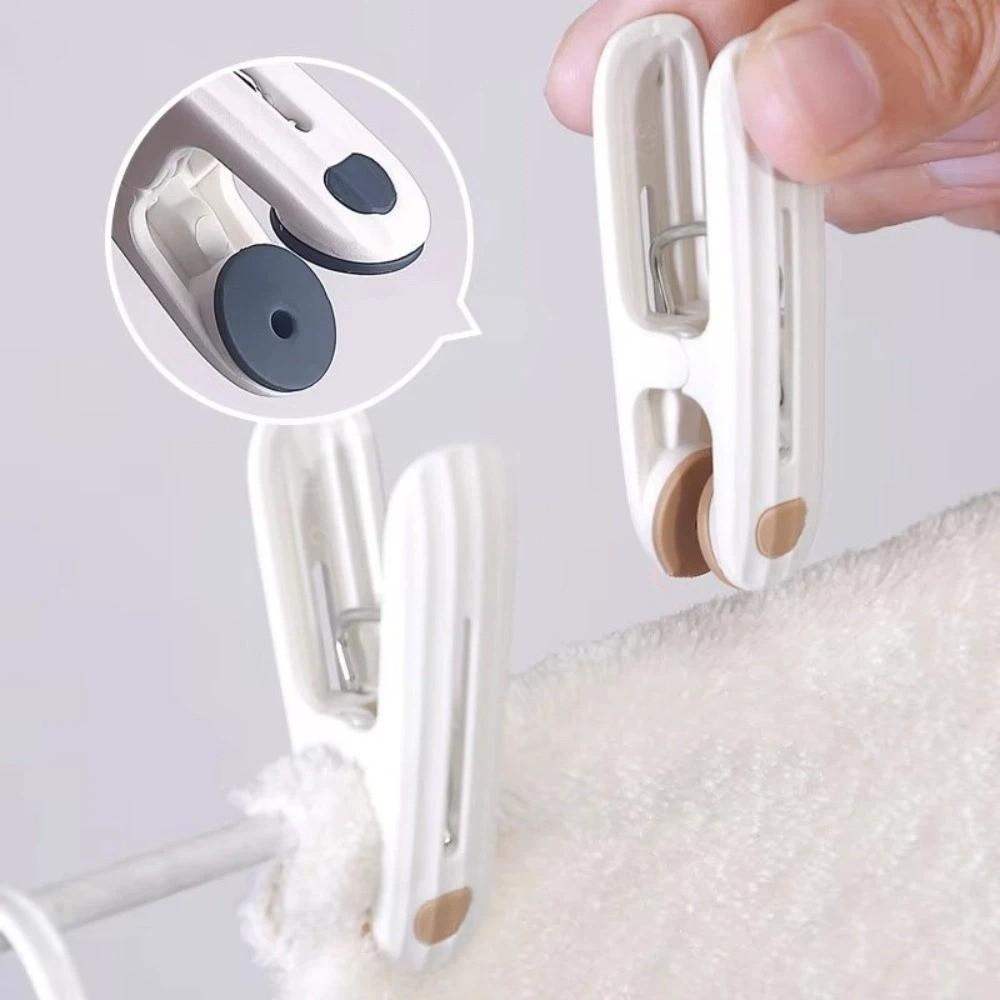 12 pcs/set Plastic Material Drying Rack Non-slip Design Soft Rubber Windproof Fixed Clip Fine White Non-marking Clip