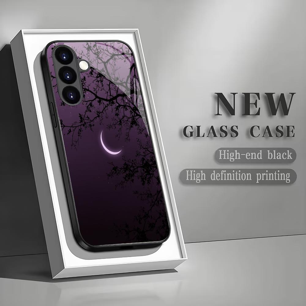

Night tree branch tempered glass phone case suitable for Samsung GalaxyS26 S25 S24 S23 S22 S20FE/Ultra/Plus anti fall back cover GalaxyS26Ultra