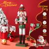 36CM Wooden Nutcracker Soldier Christmas Collection 1/2Pcs Handmade Doll Toys Xmas Tree Office Ornaments NewYear Girl Boy Gifts