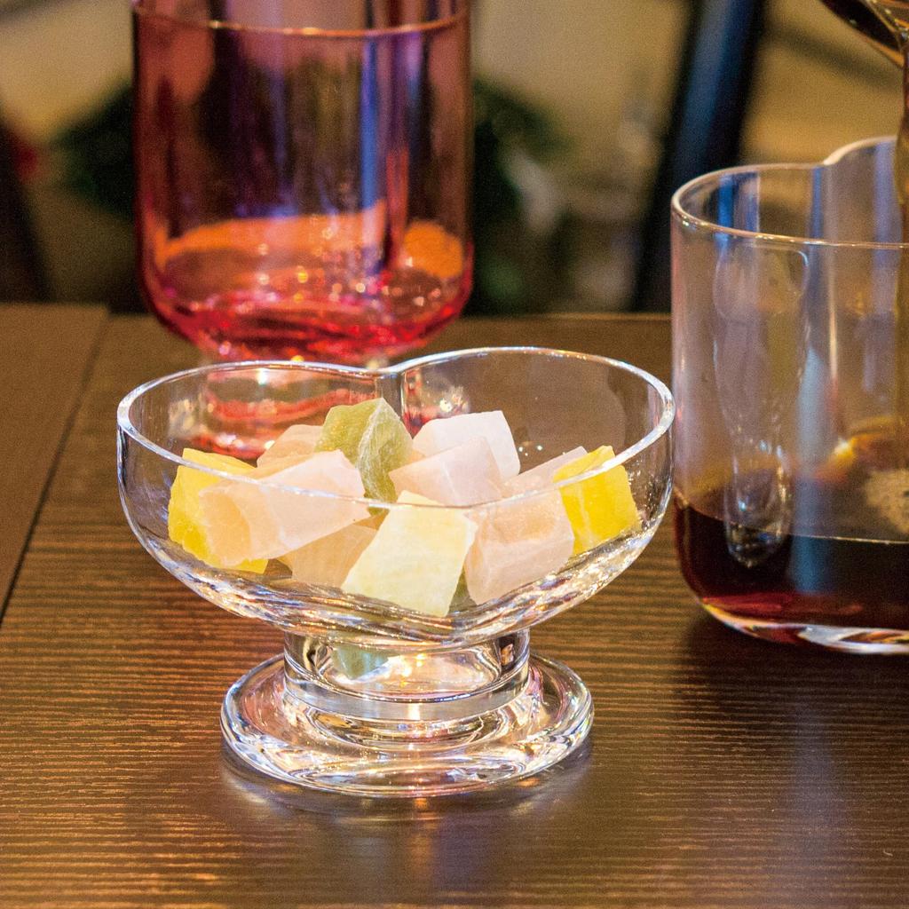 Hirota Glass [Heart-Shaped Sunday Tray, Pink, 78725] Sundae Cup, Dessert Cup, Ice Cream Cup, Retro Cup, Showa Retro, Modern Glass, Made In Japan