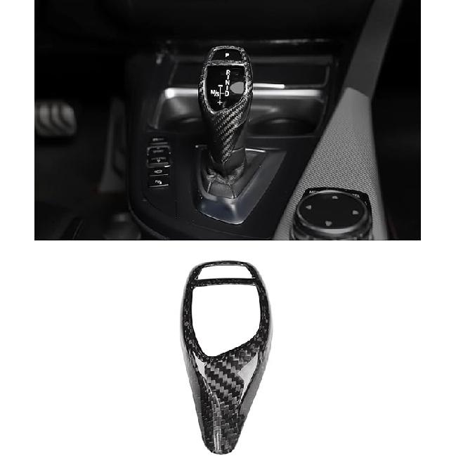 Real Carbon Fiber Shift Knob Cover Shell Trim, fit for BMW F30 F20 F22 F34 F32 F10 F07 X3 X4 X5 X6 1 2 3 4 5 X Series, Gear Shift Knob Head Frame