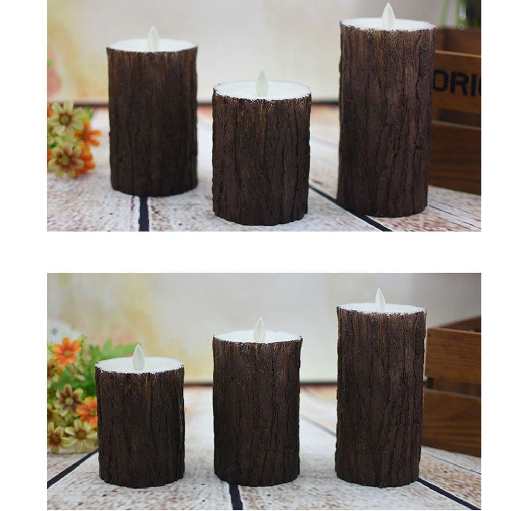Pine Bark Effect LED Pine Bark Swing Candles Battery Operated Electric Decorative Light  Wedding