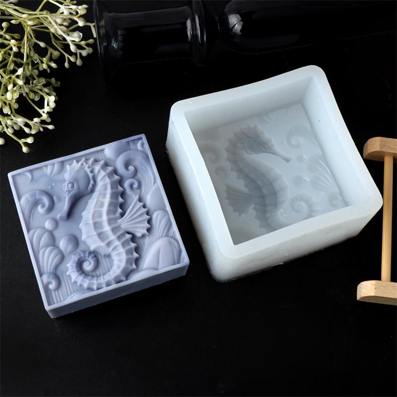 Sea Animal Shark Sea Turtles Seahorse Silicone Mold DIY Marine Round Square Handmade Soap Makes Resin Plaster Mould