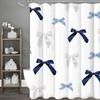 Bowtie Blue White Blue and White Checkered Shower Curtain, Bathroom Decorative Shower Curtain, Waterproof Shower Curtain with Ho