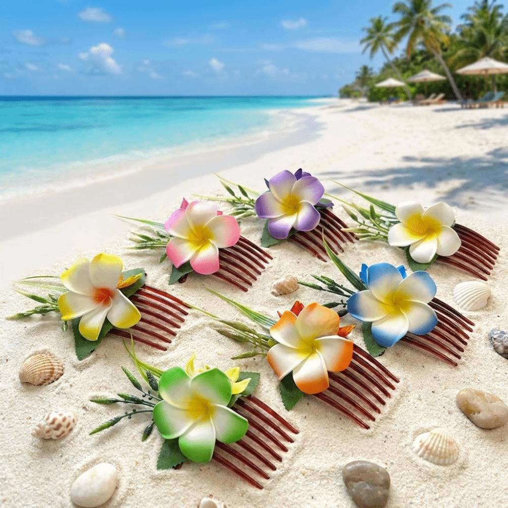 Elegant Side Clip Hair Clip Temperament Bohemian Style Hair Clip Fashion Plumeria Hair Comb Beach