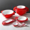 Shengjia Melamine Red & White Fast Food Tray Set