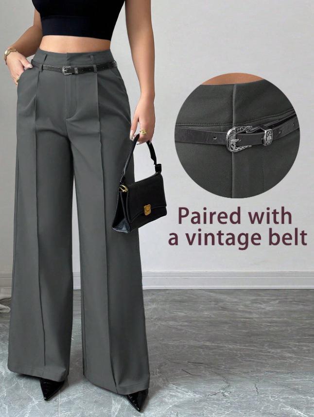 European and American 2025 Autumn/Winter Women's Casual High-Waisted Loose Straight-Leg Suit Pants