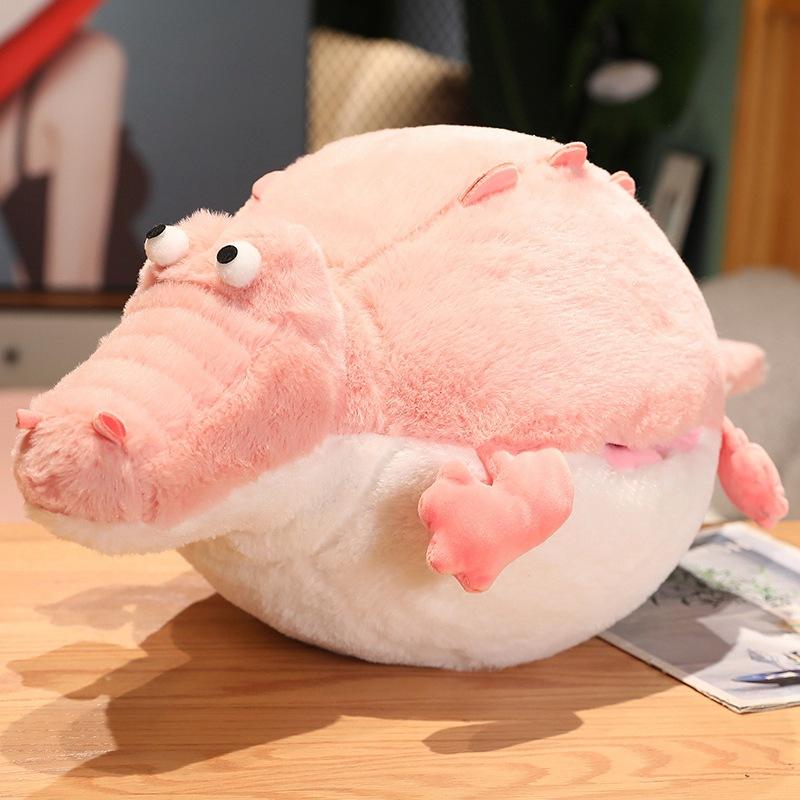 Cute Chubby Little Crocodile Throw Pillow Plush Toy Doll Puffer Fish Doll Home Pillow Cushion Nap Cover Blanket