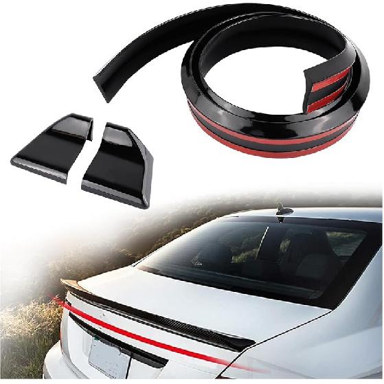 Spoilers For Cars,4.9 Ft Reflective Carbon Fiber Spoiler Rear Spoiler Wing For Car Decorations,Universal Punch-Free Rubber Trunk Spoiler Trim Strip