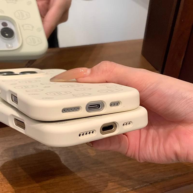 Rubber Fruit Ins Simple Lines Small Fish Kitten Liquid Silicone for IPhone17promax Mobile Phone Case