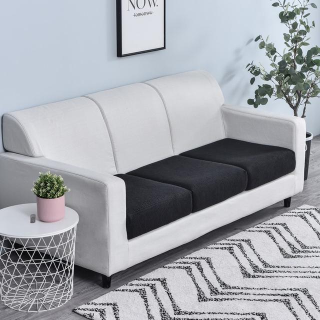 Housse de Coussin de Canapé en Tissu Polaire Extensible Housses de Canapé Élastiques Housse de Coussin de Siège Élastique Pour Salon