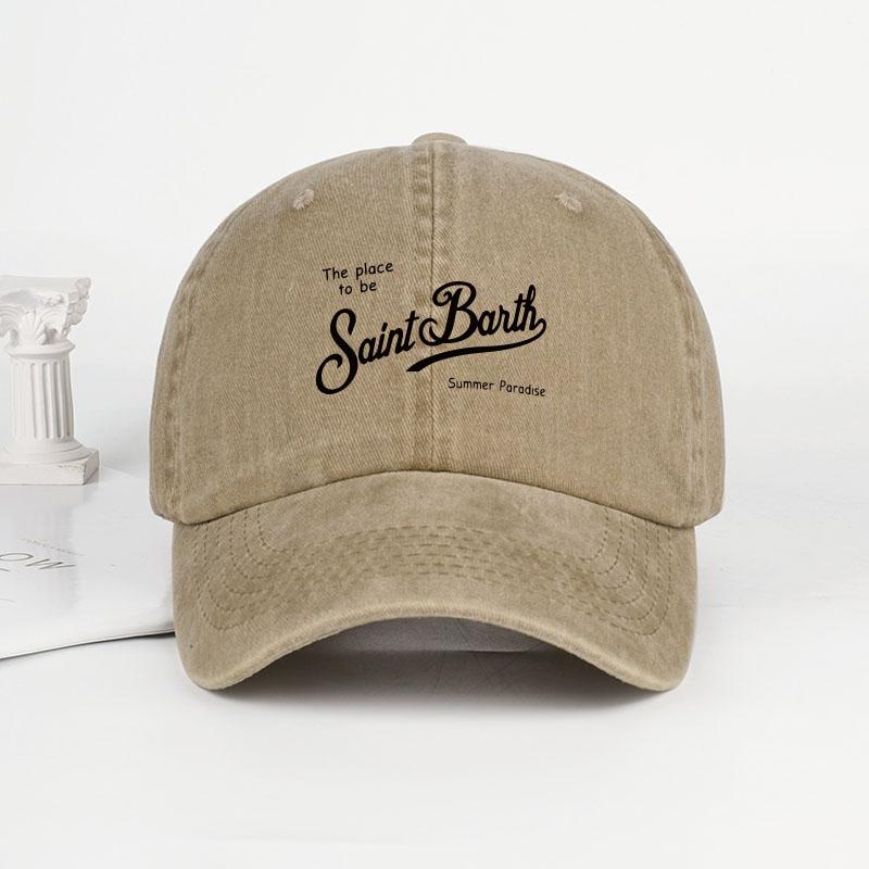 Saint Barth The Place To Be Print Washed Baseball Cap Adjustable Unisex Summer Vacation Sun Hat
