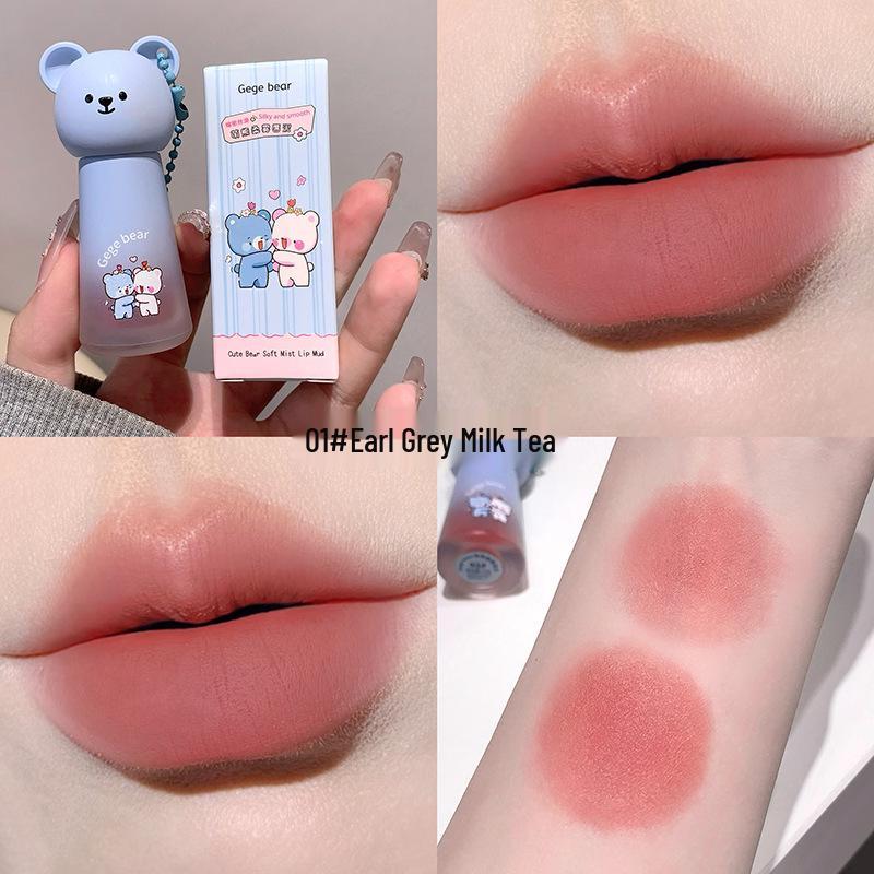 Makeup Gege Bear Xiong Soft Mist Lip Mud: Velvet Matte, Non-Drying, Waterproof Lip Glaze.